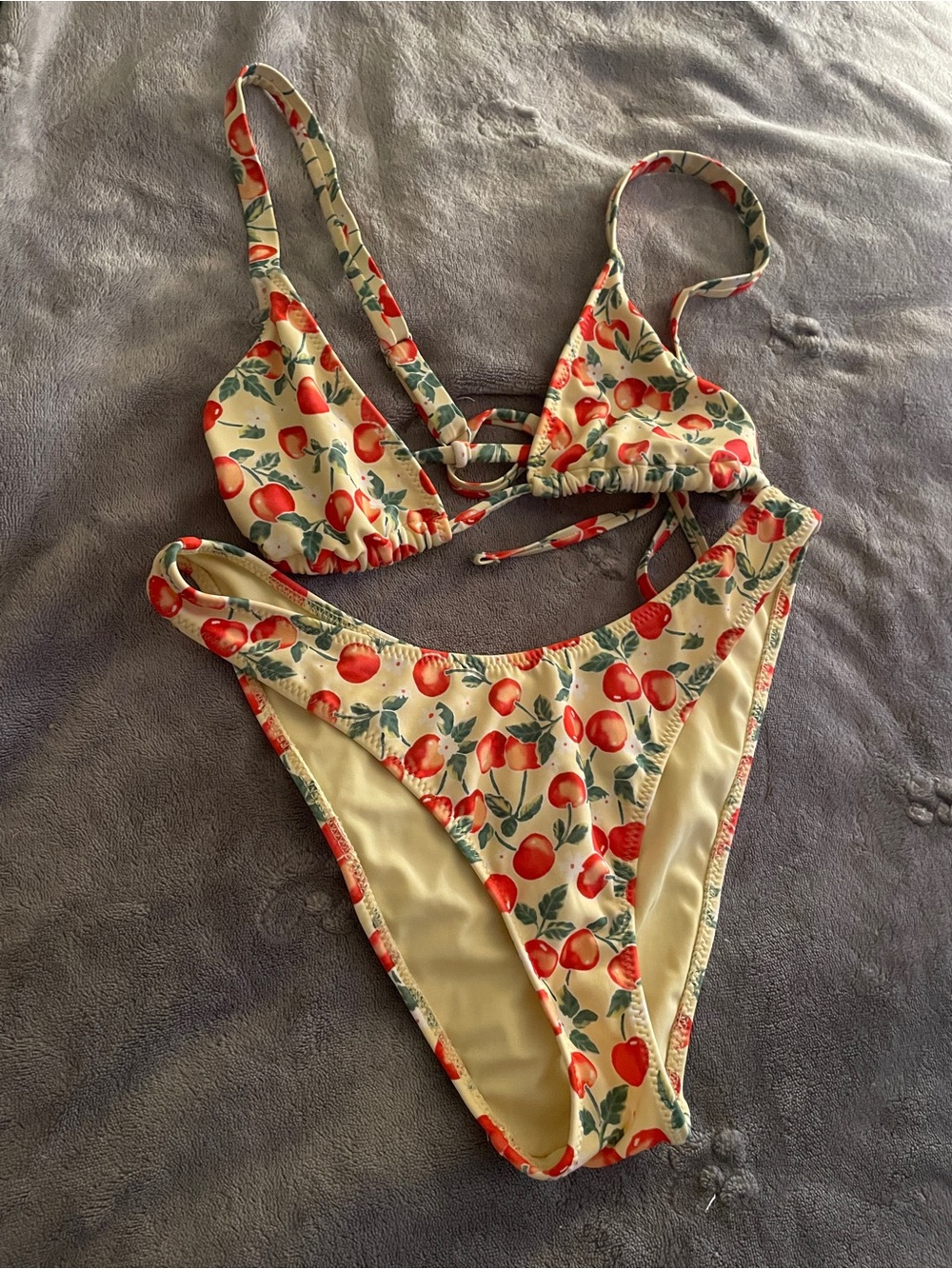 PacSun Cream Cherry Print One-Piece Swim